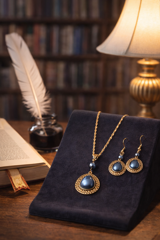Grey Ovala Western Chain Pendant Set