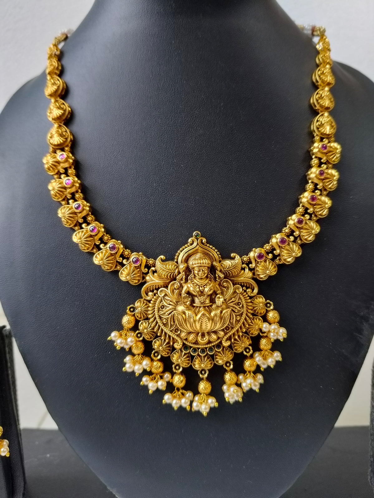 Golden Meenakshi Temple Jewellery Set