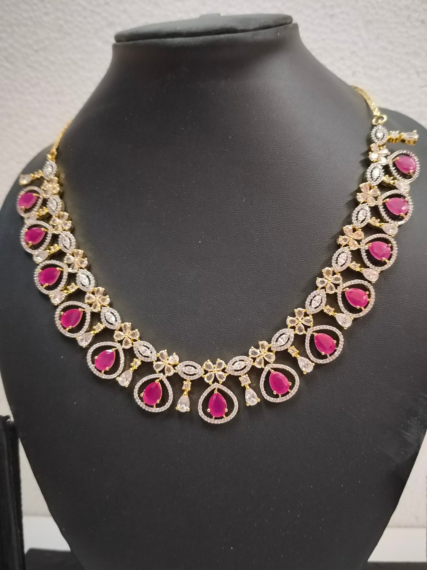 Rani Pink Siyona Zirconia Jewellery Set