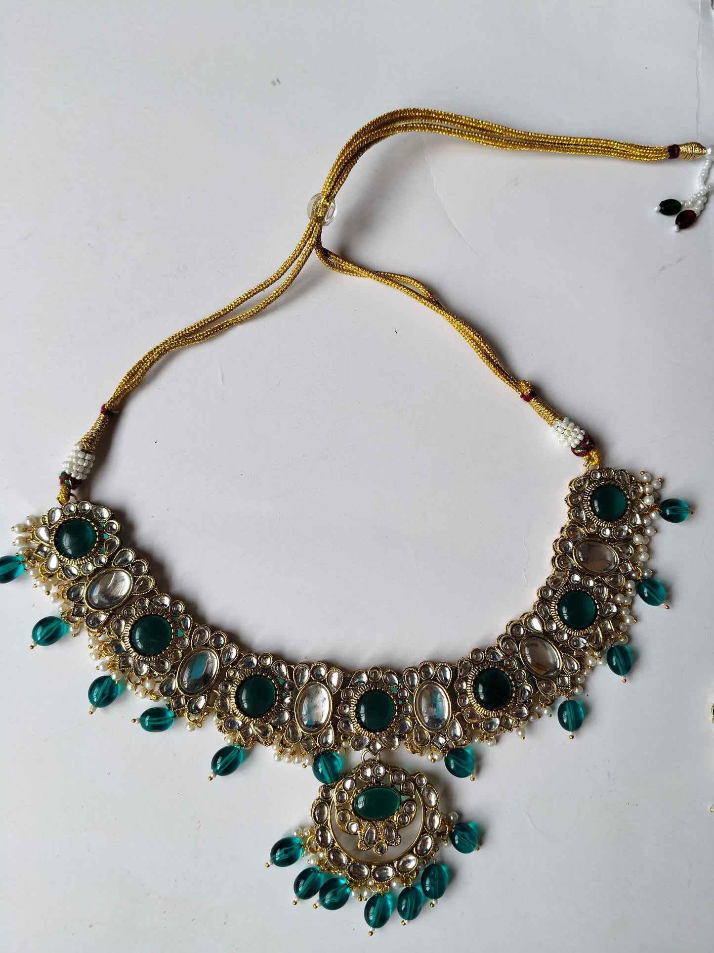 Turquoise Blue Asmani Kundan Jewellery Set
