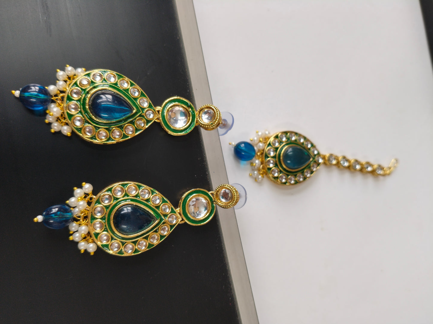 Turquoise Blue Surabhi Kundan Jewellery Set