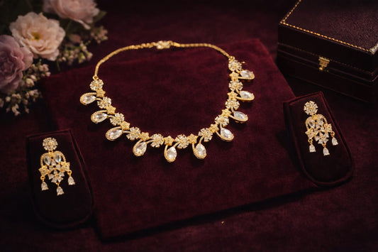 Lime Yellow Tulip Victorian Jewellery Set