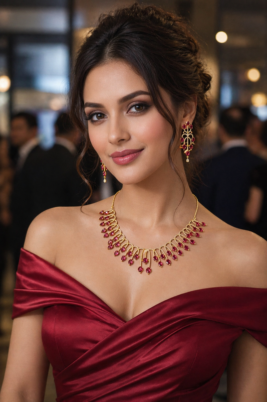 Ruby Red Diana Victorian Jewellery Set