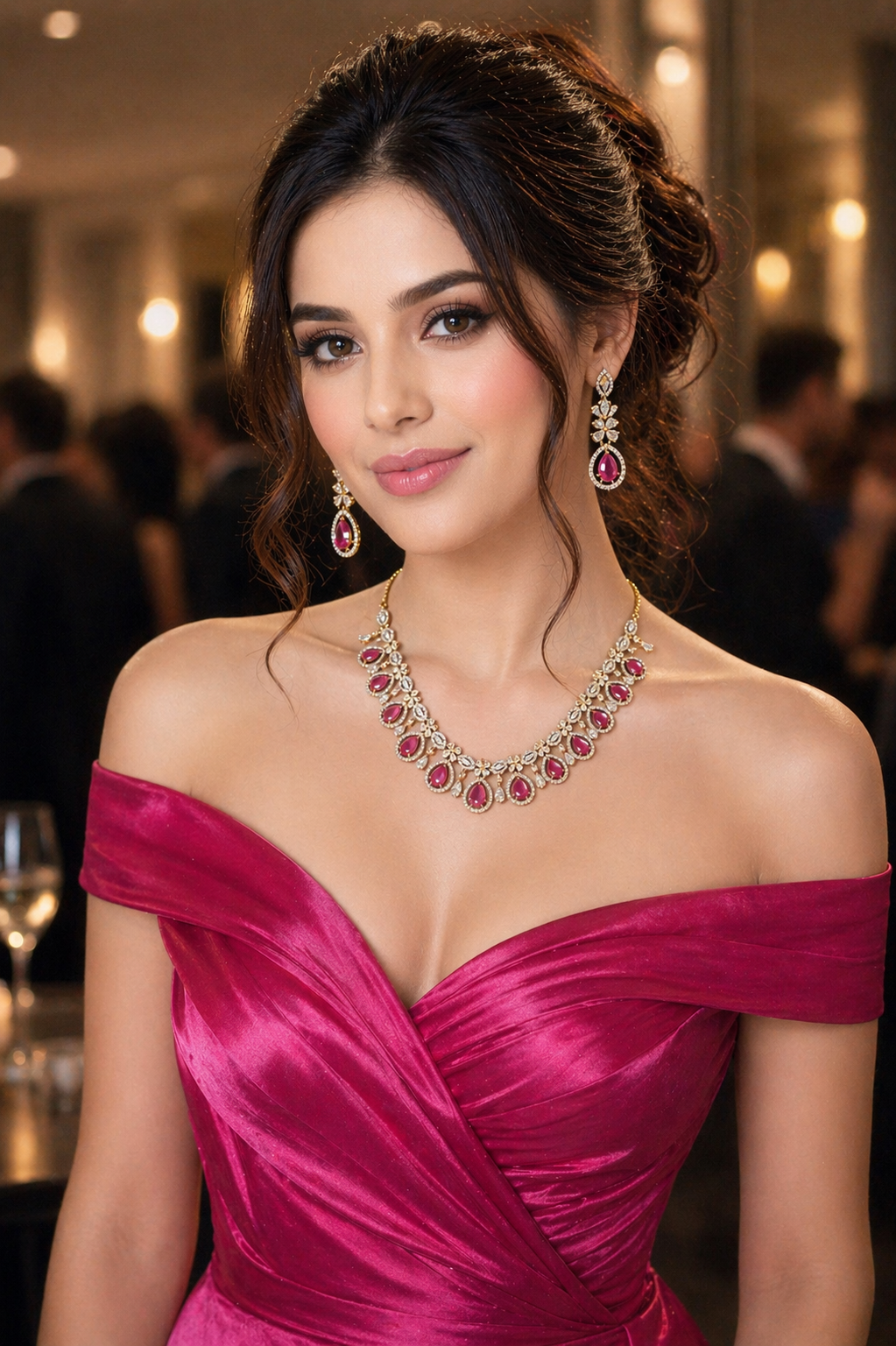 Rani Pink Siyona Zirconia Jewellery Set