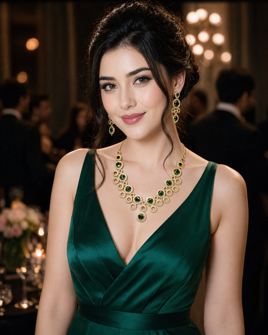 Emerald Green Vamika Victorian Jewellery Set