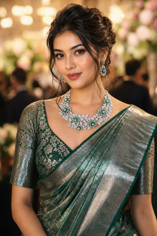 Emerald Green Petunia Victorian Jewellery Set