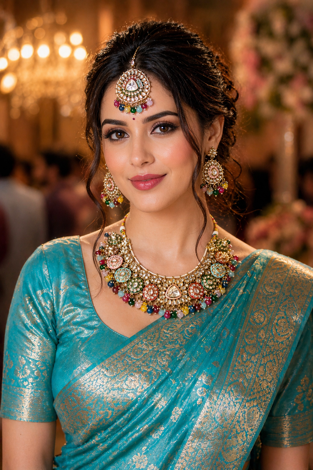 Multicolour Anarkali Bridal Jewellery Set