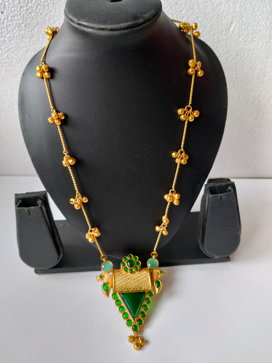 Emerald Green Ghungroo Heritage Jewellery Set