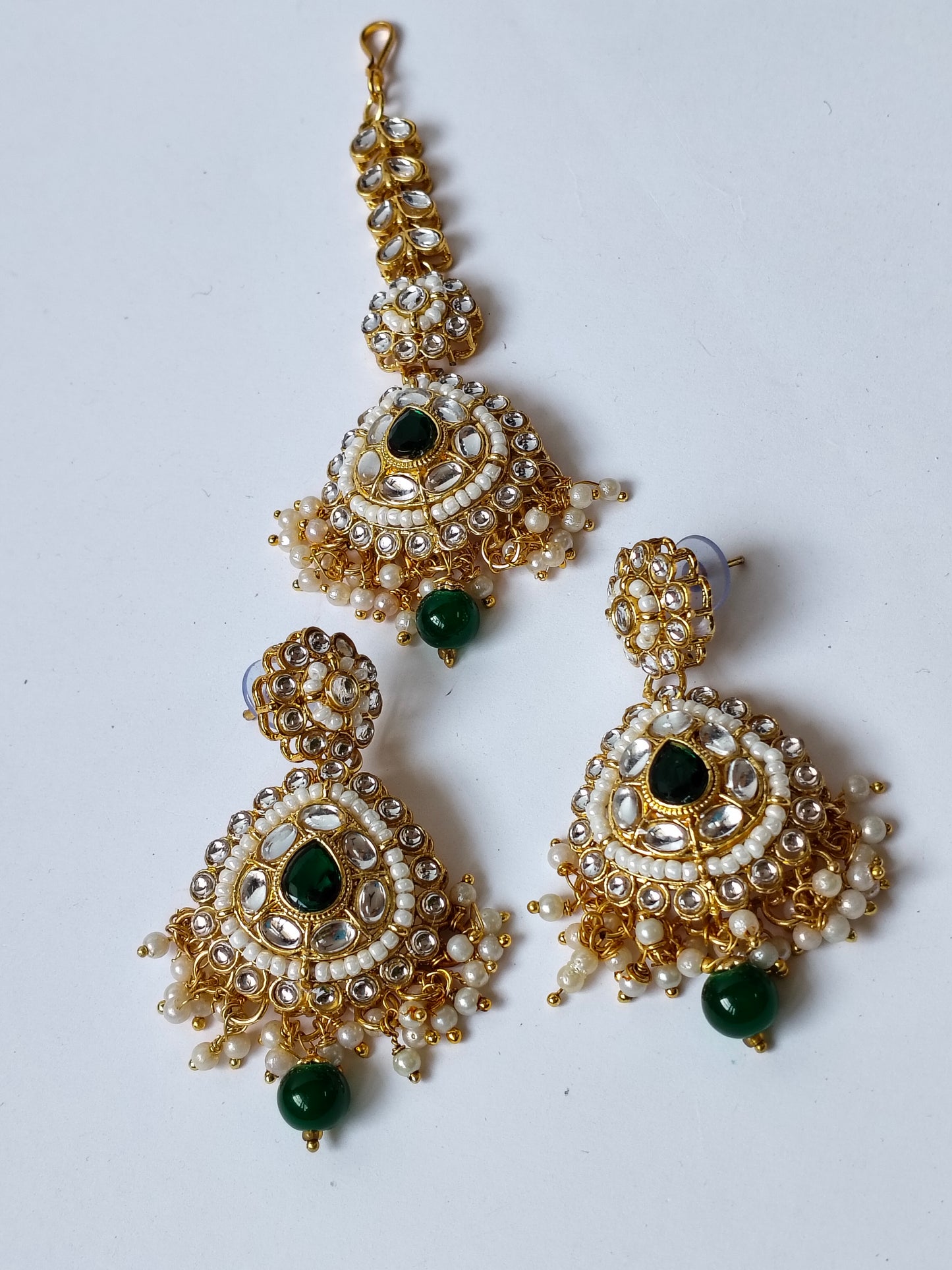 Emerald Green Radha Kundan Jewellery Set