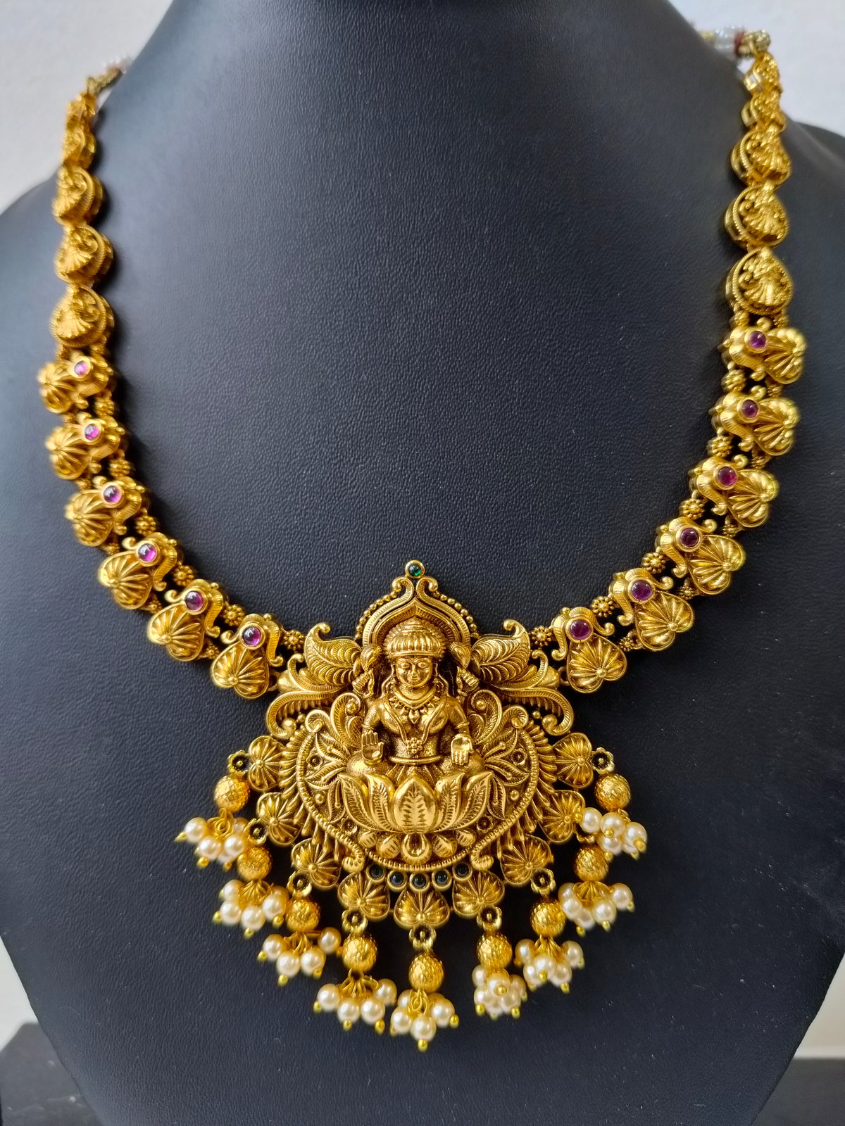 Golden Meenakshi Temple Jewellery Set