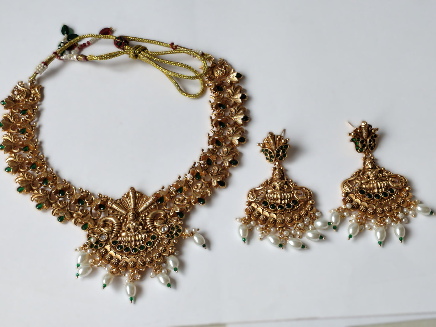 Golden Narayani Temple Jewellery Set