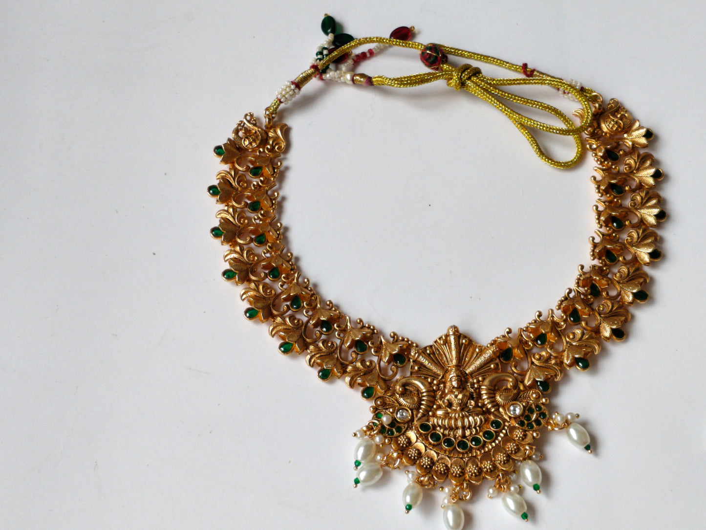 Golden Narayani Temple Jewellery Set
