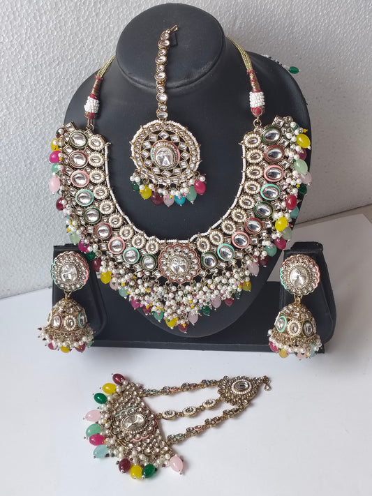 Multicolor Leheriya Bridal Jewellery Set