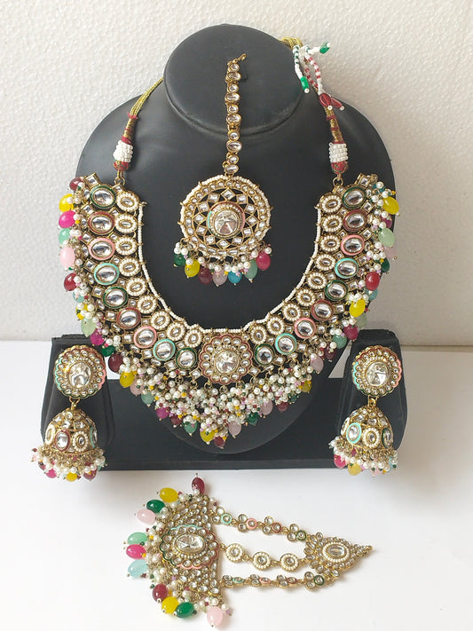 Multicolor Leheriya Bridal Jewellery Set