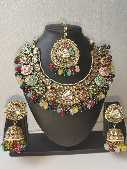 Multicolour Anarkali Bridal Jewellery Set