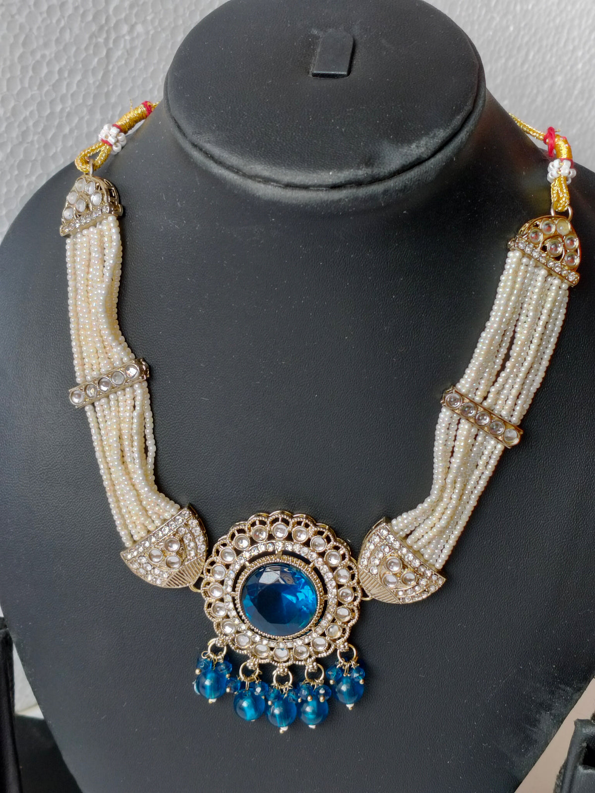 Oceanic Blue Riya Kundan Jewellery Set