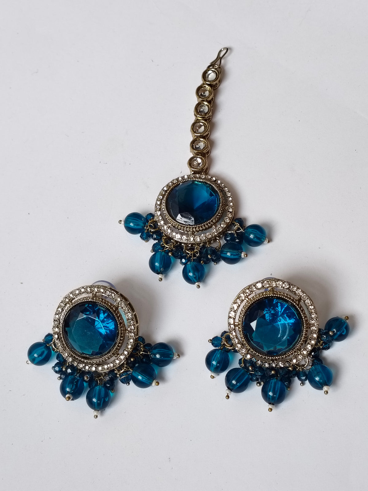 Oceanic Blue Riya Kundan Jewellery Set