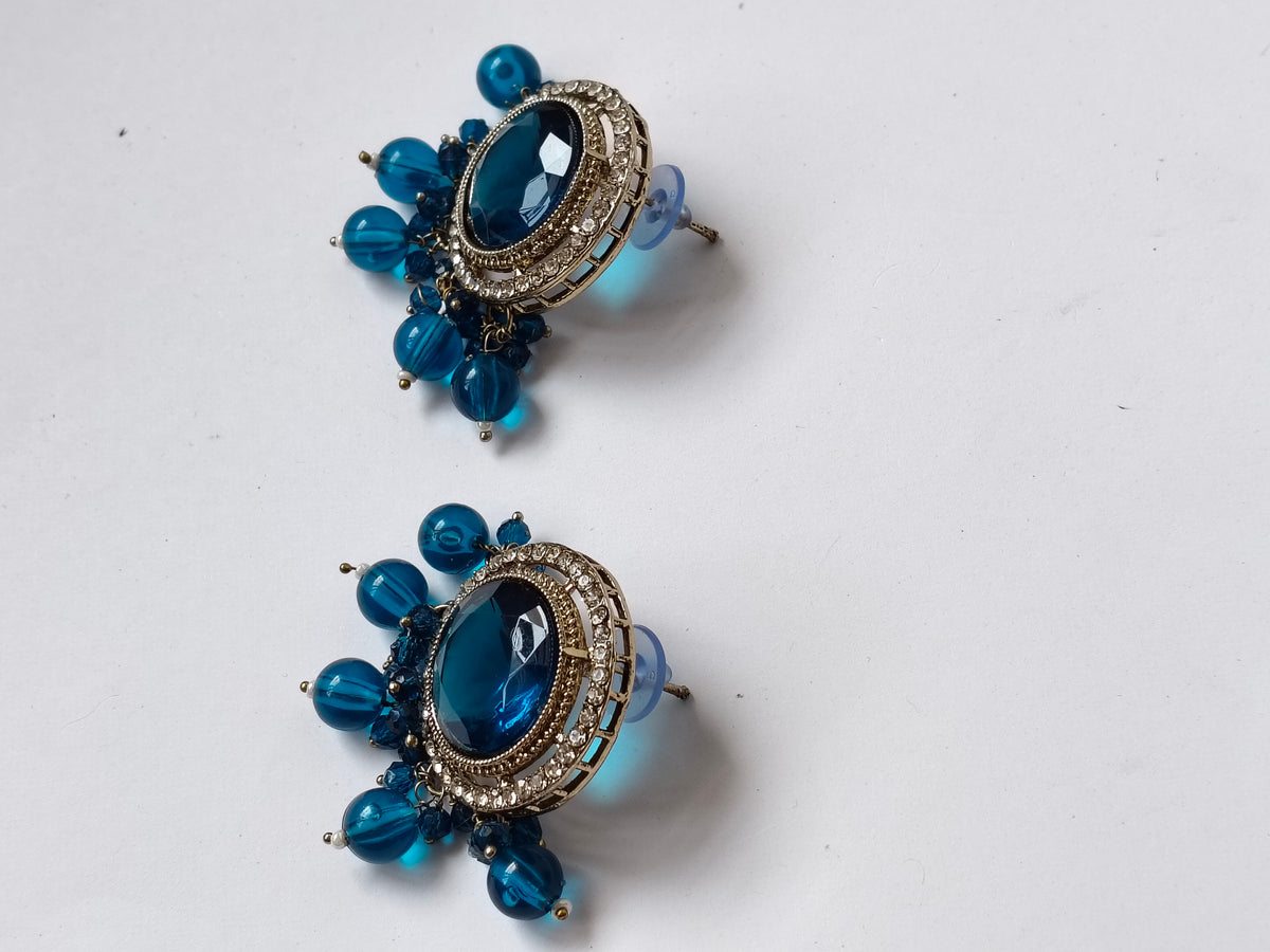 Oceanic Blue Riya Kundan Jewellery Set