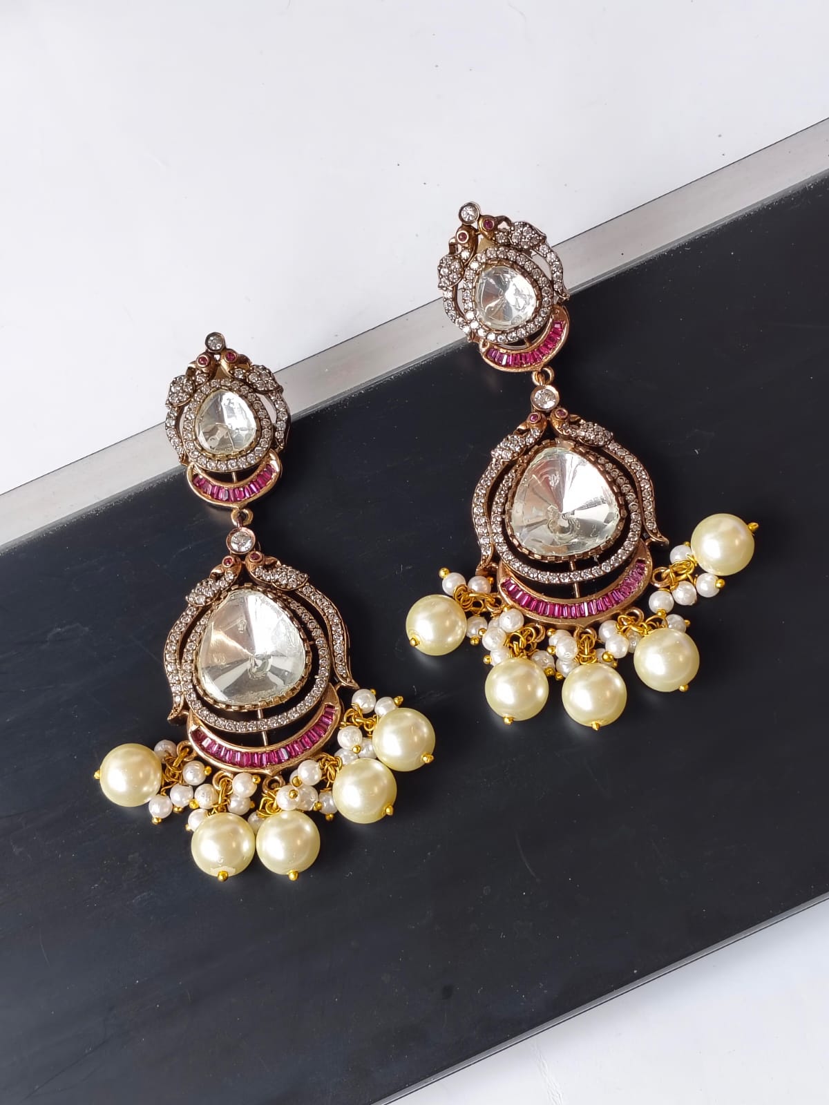 Rani Pink Pallavi Kundan Jewellery Set