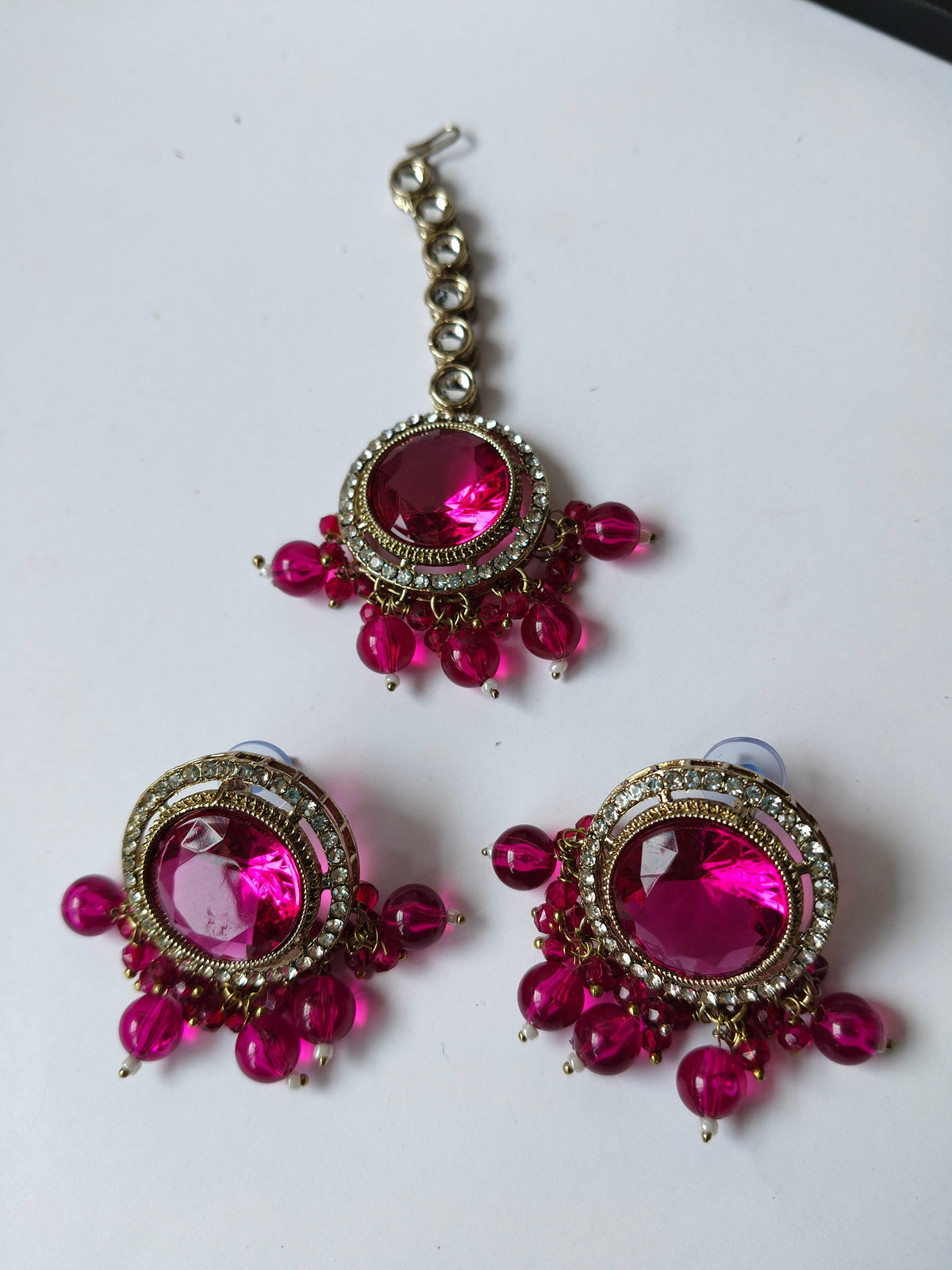 Rani Pink Riya Kundan Jewellery Set