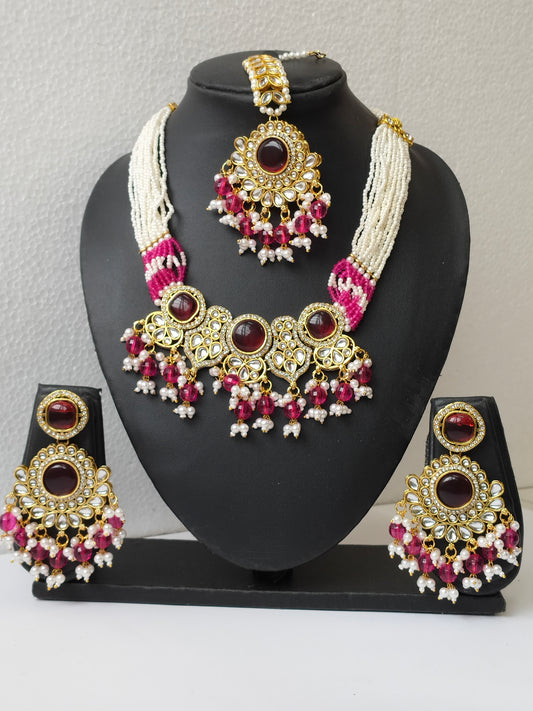 Rani Pink Zeenat Heritage Jewellery Set