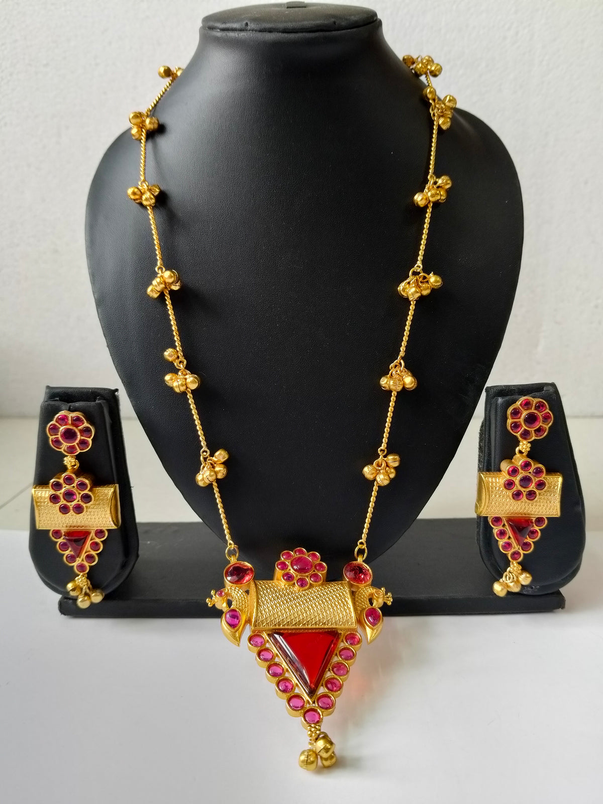 Ruby Red Ghungroo Heritage Jewellery Set