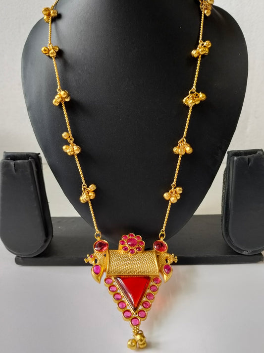 Ruby Red Ghungroo Heritage Jewellery Set