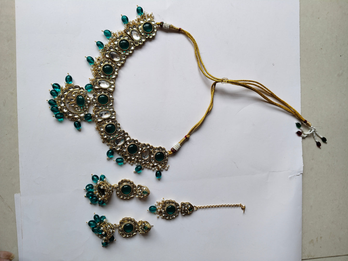 Turquoise Blue Asmani Kundan Jewellery Set