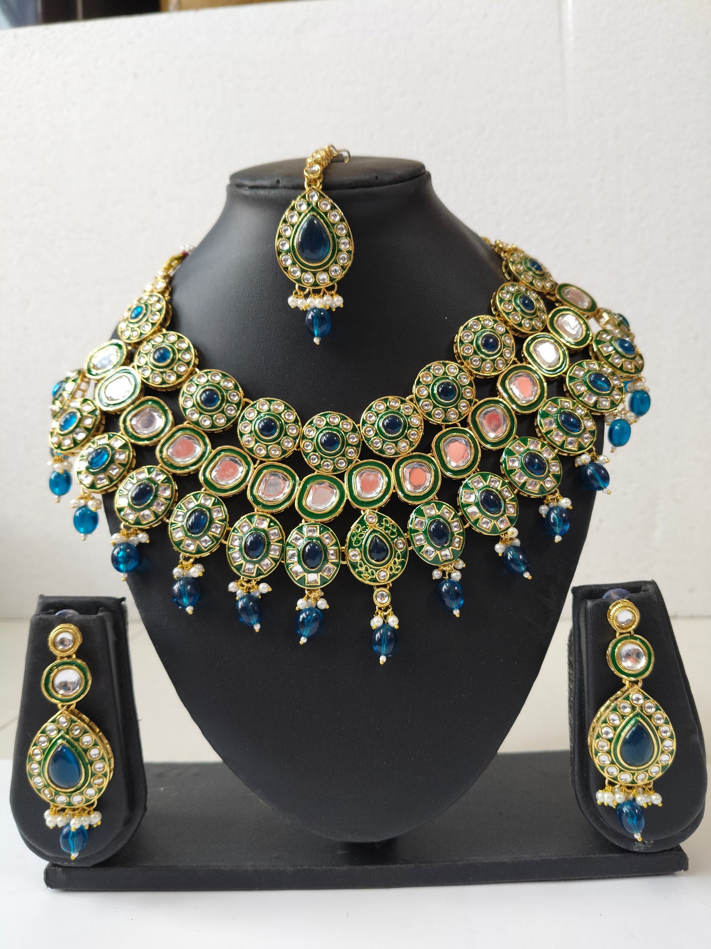 Turquoise Blue Surabhi Kundan Jewellery Set