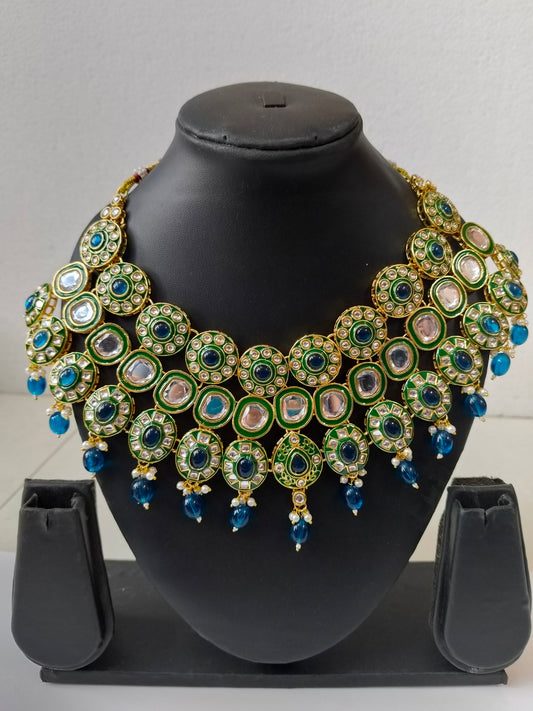 Turquoise Blue Surabhi Kundan Jewellery Set