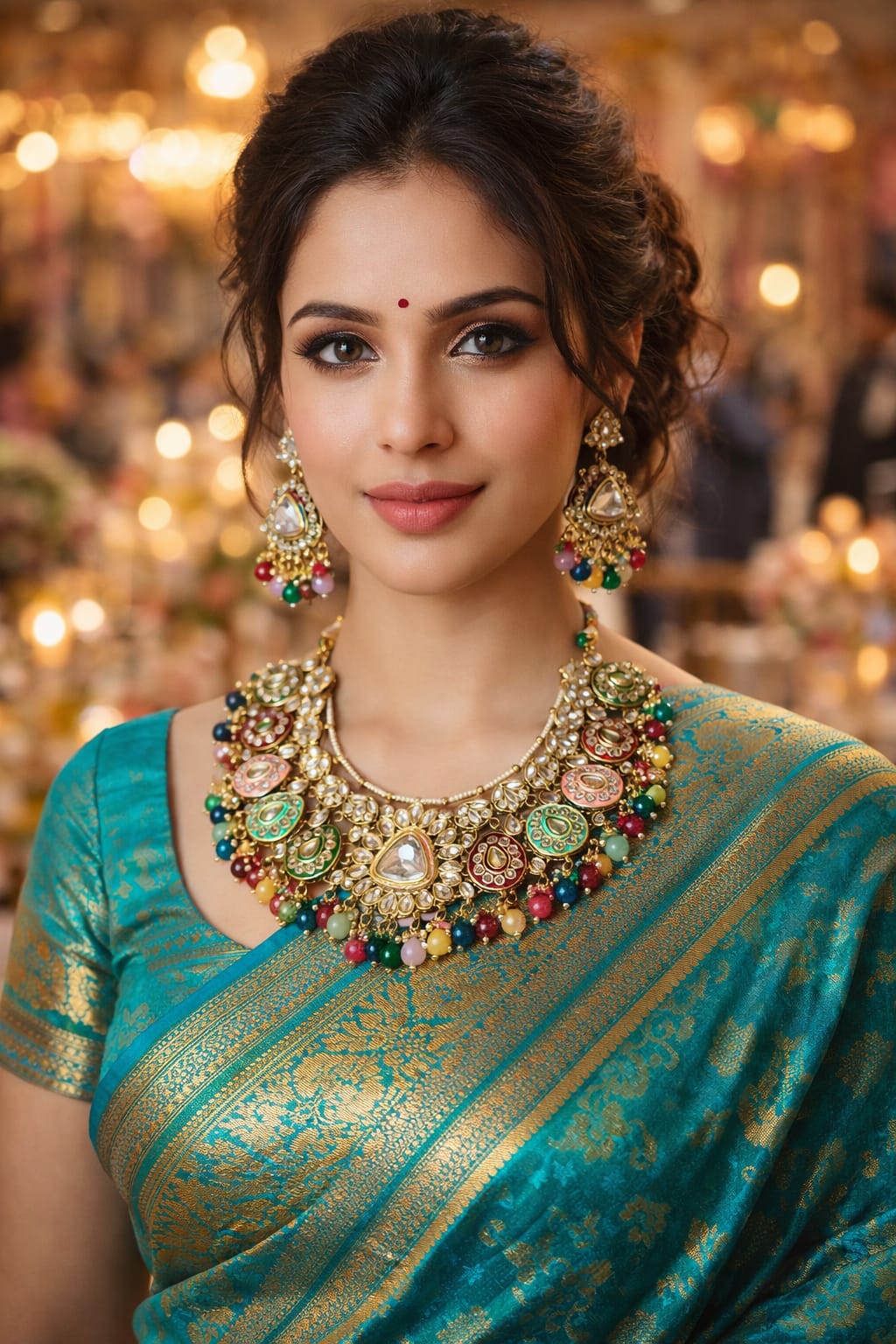 Multicolour Anarkali Bridal Jewellery Set