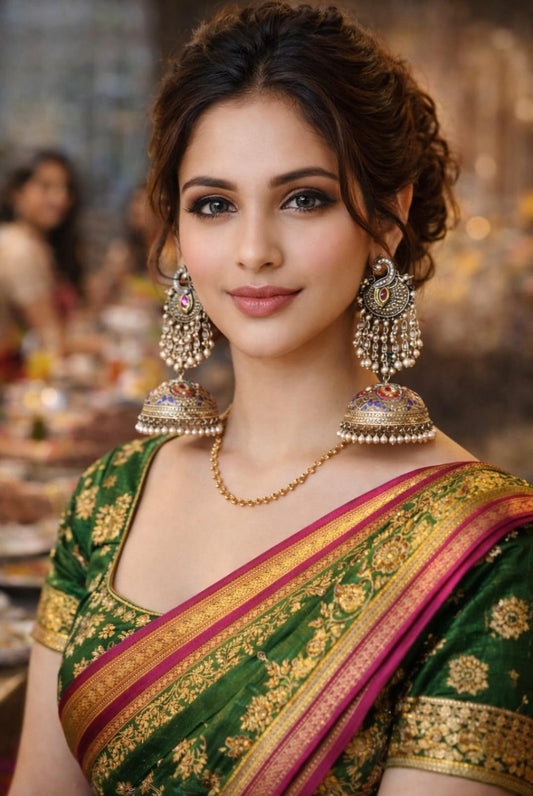 Multicolor Mayuri Heritage Silver Jhumkis